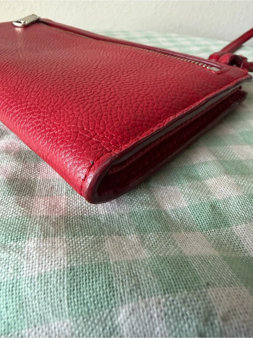 Coach Red Leather Corner Zip Wristlet
